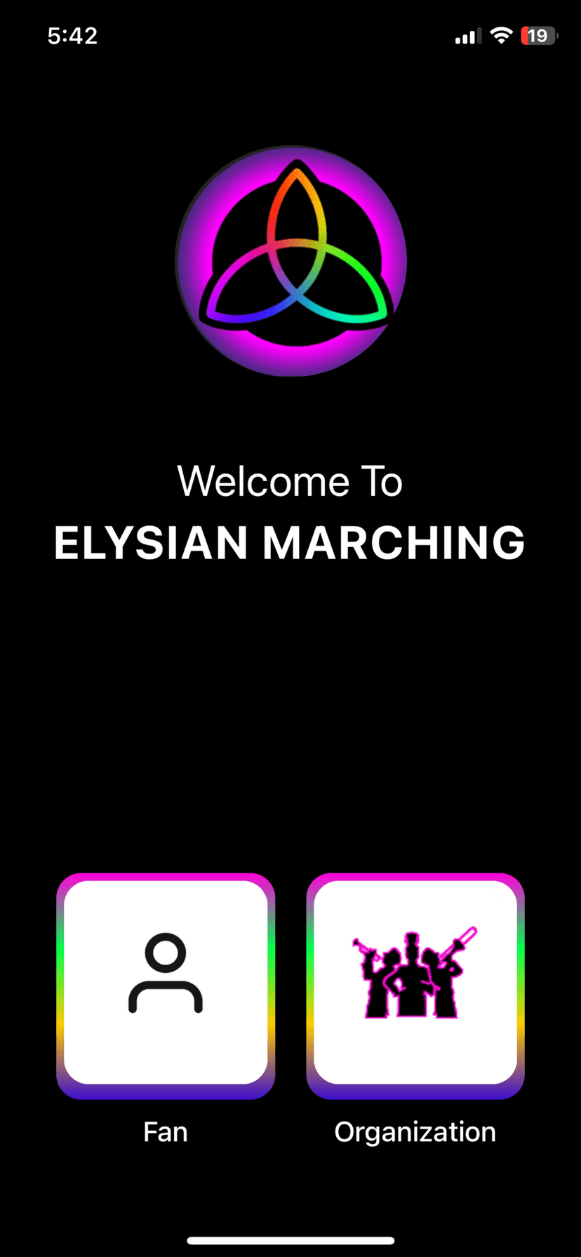 Elysian app welcome screen